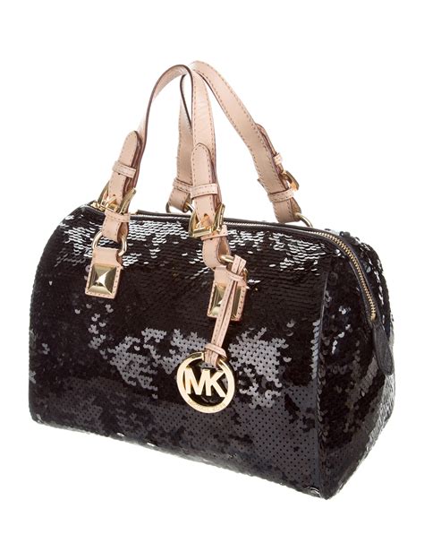 michael kors large grayson sequin satchel black|Michael Kors grayson satchel discontinued.